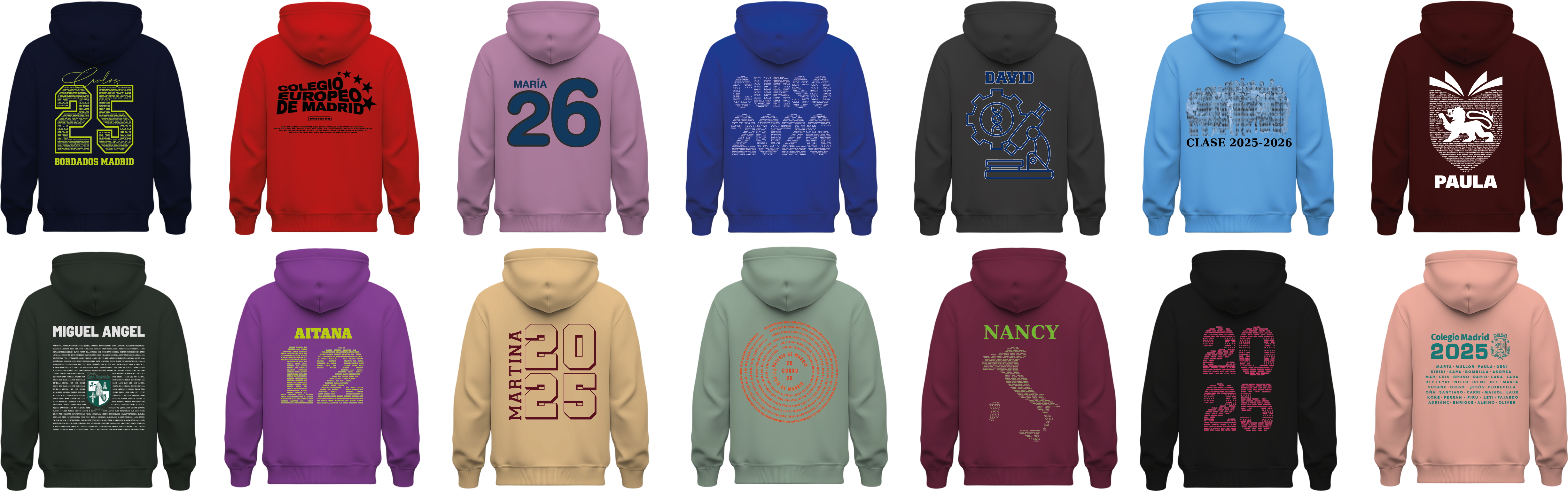Colores disponibles en sudaderas de grupos Texto: ¿Vuestro grupo está listo para dejar huella? Si aún no tenéis esa sudadera de grupo que os identifica y os une, es el momento perfecto.
